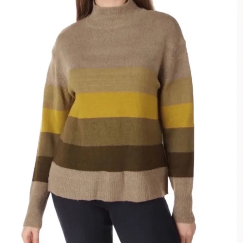 beachlunchlounge Collection | Stripe Mock Turtleneck Faux Cashmere Sweater